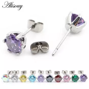 Alisouy 1PC G23 титановый многоцветный циркон CZ бабочка пряжка для женщин мужчин девушек серьги-гвоздики для хряща серьги-гвоздики для пирсинга ювелирные изделия