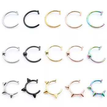 Alisouy 1PC нержавеющая сталь C-образный конусный конус для губ кольцо для носа перегородка уха хрящ козелок дайт пирсинг ювелирные изделия Style1 серебряный