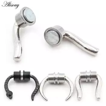 Alisouy 1PC нержавеющая сталь змея рог буйвола носовое кольцо магнитный хрящ уха перегородка трагус дайт не пирсинг украшения для тела