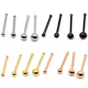 Alisouy 1PC носовые гвоздики бар 316L нержавеющая сталь шарики носовые пирсинг серьги Nariz женские носовые кольца модные украшения для тела #1 0.8*7*1.5mm серебряный