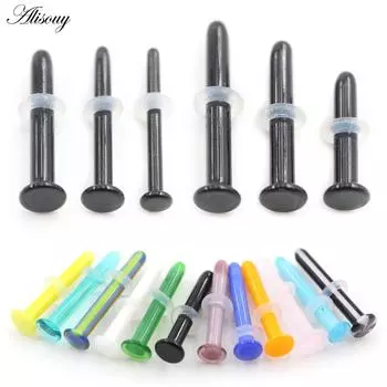 Alisouy 1PC Прозрачное стекло Прямые кольца для носа Ушная перегородка Хрящ Козелок Улитка Daith Серьги-гвоздики Пирсинг Украшения для тела #1 1x7x2.2mm белый