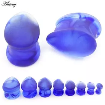 Alisouy 1PC синие матовые стеклянные капли воды дымчатые ушные туннели заглушки растягиватели плоти расширители калибры серьги пирсинг украшения для тела 8mm