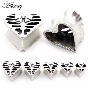 Alisouy 1PC сплав литье полое сердце любовь бант узел ушные туннели пробки расширитель растяжитель калибры серьги пирсинг украшения для тела 8mm