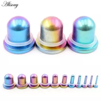 Alisouy 1PC титановые градиентные цветные цилиндрические ушные калибры конические заглушки туннельный расширитель серьги-расширители пирсинг украшения для тела 1.6mm