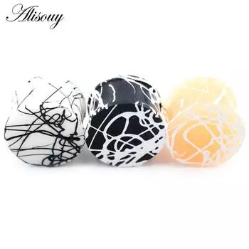 Alisouy 2 шт. 3 мм-50 мм точечные силиконовые гибкие расклешенные телесные ушные вкладыши туннельный расширитель растяжитель калибровочные серьги пирсинг ювелирные изделия 3mm черный белый