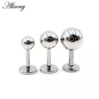 Alisouy, 2 шт., 4 мм, длина, шарик из нержавеющей стали, 16 г/20 г, козелок, спираль, губная серьга, кольца-гвоздики для хряща, пирсинг ушей, украшения для тела #1 0.8x4x3mm
