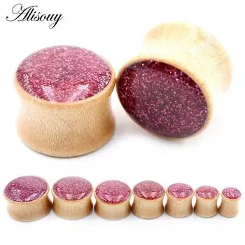 Alisouy 2 шт. 8-20 мм, деревянная эмаль, расклешенный расширитель для ушей, туннели для плоти, заглушки, манометры, удлинитель для носилок, серьги, ювелирные изделия для пирсинга 8mm