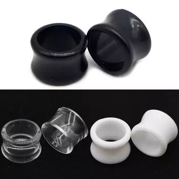 Alisouy 2 шт. черно-белые акриловые полые панк-трубки для ушей, пирсинг, двойные расклешенные серьги, калибры 4 мм-22 мм для унисекс-ювелирных изделий 4mm прозрачный