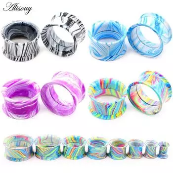 Alisouy, 2 шт., краска для выпечки, винт из нержавеющей стали, заглушки для тоннелей для ушей, расширитель, носилки, двойной расклешенный калибр, ювелирные изделия для пирсинга 6mm