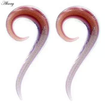 Alisouy 2 шт. красные стеклянные беруши с вопросительным знаком, туннели, спиральные конусные серьги для хряща, расширители, растяжители, пирсинг, украшения 3mm