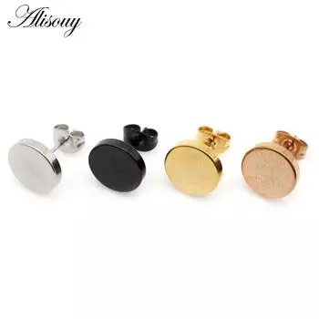 Alisouy 2 шт. модные простые черные золотые серьги-гвоздики из нержавеющей стали для мужчин круглые женские серьги модные украшения для ушей 3mm серебряный