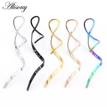 Alisouy 2 шт., нержавеющая сталь, спираль, кисточка, висячая, для мужчин и женщин, серьги-крючки, пуговица, кольцо для пирсинга живота, украшения для тела серебряный