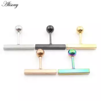 Alisouy 2 шт. Новые простые серьги-шарики из нержавеющей стали для женщин и мужчин, черные геометрические длинные квадратные серьги-гвоздики, ювелирные изделия, подарки 6mm серебряный