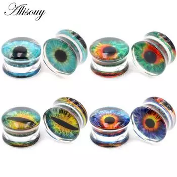 Alisouy, 2 шт., прозрачные круглые акриловые глазные ушные манометры, туннельные заглушки, расширитель для тела, серьги-расширители, пирсинг, украшения для тела 8mm