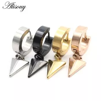 Alisouy 2 шт. серьги-гвоздики Huggie Hoop из нержавеющей стали для женщин и мужчин, треугольные серьги-подвески в стиле панк-хип-хоп, готические серьги Style1 серебряный