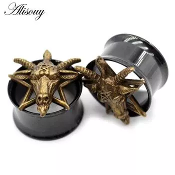 Alisouy 2 шт., серьги-расширители из нержавеющей стали с черепом и сердцем, без винтов, ушные туннели, заглушки-расширители, серьги-носилки, ювелирные изделия для пирсинга 8mm