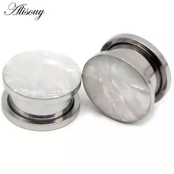 Alisouy 2 шт. Ушные датчики, ушные туннели, пробки, пирсинг, ракушка, нержавеющая сталь, винт, расширитель, растяжитель, украшения для тела, серьги, подарок 6mm