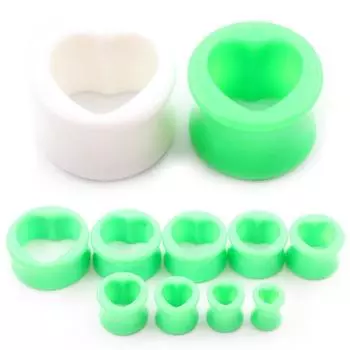 Alisouy 2 шт. зеленые белые сердечки акриловые полые расклешенные ушные туннели пробки расширители растяжители калибры серьги пирсинг украшения для тела 8mm белый