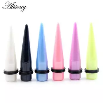 Alisouy 2 шт. жемчужный цвет акриловый конус ушной конус туннельный заглушка расширитель плоти растяжитель серьги калибры пирсинг украшения для тела 1.6mm белый