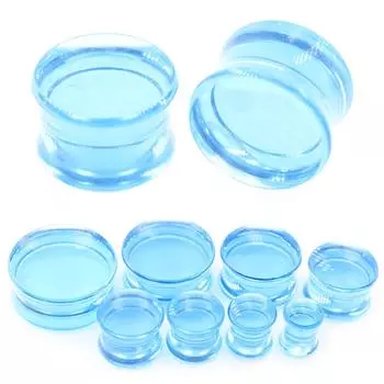 Alisouy 2PC прозрачный синий акриловый сплошной двойной расклешенный ушной туннель-заглушка расширитель растяжитель калибры серьги пирсинг украшения для тела 8mm