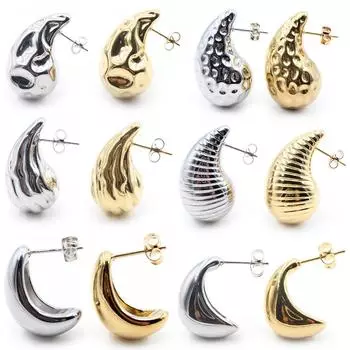 Alisouy 2PCS Нержавеющая сталь Капля Луны Мужчины Женщины Ухо Серьги-гвоздики Tragus Поддельные Конусные Расширители Пирсинг Ювелирные Изделия Style5 серебряный