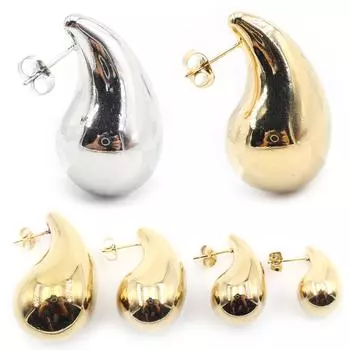 Alisouy 2PCS Нержавеющая сталь слеза капли воды для мужчин и женщин серьги-гвоздики козелок поддельные конусные растяжители расширители пирсинг ювелирные изделия 20mm серебряный