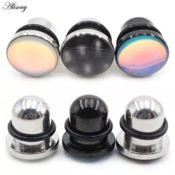 Alisouy 2PCS нержавеющая сталь смола эпоксидная смола цилиндр ушные калибры конические заглушки туннельный расширитель растяжитель серьги пирсинг украшения для тела 1.6mm белый