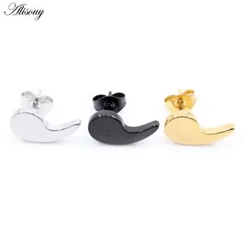 Alisouy 2PCS Stainless Steel Water Drop Comma Men Women Ear Stud Earrings Tragus Septum Daith Captive Cartilage Piercing Jewelry серебряный