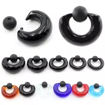 Alisouy 2PCS Стеклянные Затычки для ушей Расширитель туннеля Козелок Кольца Серьги Кольцо для носа Перегородка Кликеры Пирсинг Украшения для тела #1 4*12mm прозрачный