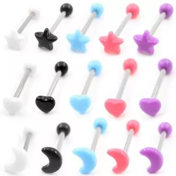 Alisouy 5 шт./лот нержавеющая сталь акриловые сердце звезда луна шар язык кольца для женщин мужчин ушная перегородка серьги пирсинг украшения для тела A Star