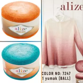 Alize Angora Gold Ombre Batik Узорчатая шерстяная пряжа для ручного вязания торта, 150 граммов 825 метров, акрил, осенне-зимний сезон