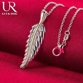 AliZero 925 стерлингового серебра перо кулон ожерелье модные свадебные украшения O-45CM