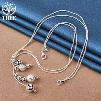 AliZero из стерлингового серебра 925 пробы, двойная цепочка в виде змеи, матовое гладкое ожерелье из бисера для свадебной вечеринки, модные украшения 45cm