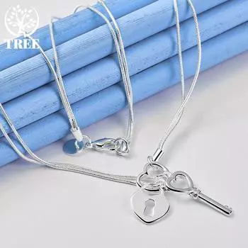 AliZero, стерлинговое серебро 925 пробы, ожерелье с замком в виде сердца, цепочка в виде змеи, женская свадебная мода, очаровательные ювелирные изделия 45cm