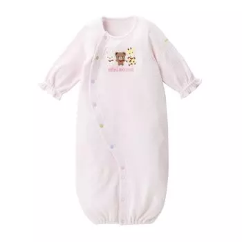 All Coverall Romper Plain Animal Yarn Made in Japan Boys Girls Newborn Baby Preparation Baby Clothes Baby Pink [MIKI HOUSE] Two-Way Non-twisted розовый