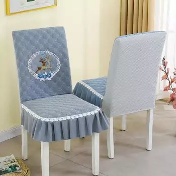 All-inclusive Chair Cover Elastic Chinese Restaurant Dining Chair Cover Simple Seat Cushion Backrest Integrated Cotton Non-slip Universal One Size