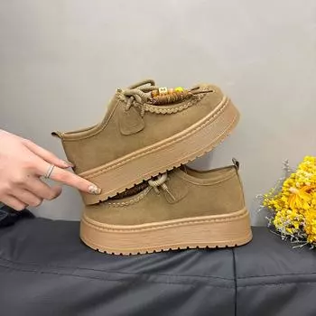 All-inclusive women s thick-soled heightening autumn new retro casual single shoes, one-pedal lazy shoes 35