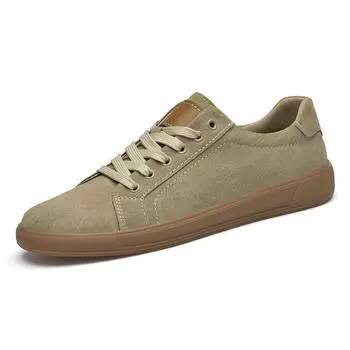 All-match Abrasive Leather Men s Shoes 2025 Latest Style of Board Shoes Men Breathable Casual Leather Shoes Trend Flat Shoes Men 36 хаки