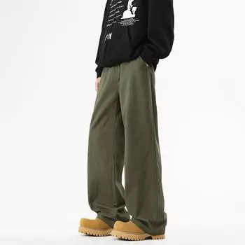 All-match Casual Pants American Basic Oblique Cut Men s Spring and Autumn Slim and High Loose Drape Straight Workwear Micro-flare Trousers M