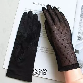 All-Match Fashionable French-Style Lace Gloves with Split Fingers for Spring and Summer New Thousand Language One size