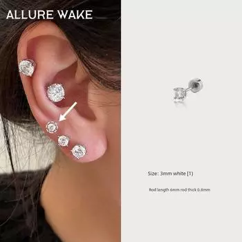 All-Match God of War | Arur Ear Bone Stud Ear Piercing Medical Titanium Steel Ear Stud Titanium Alloy Chinese Ear Stud Women 3mm (white) single