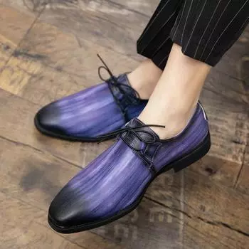 All-match Leather Men s Business Shoes New Pointed Toe Mens Shoes Casual Luxury Brand Male Prom Evening Long Dresses Footwear 38 синий