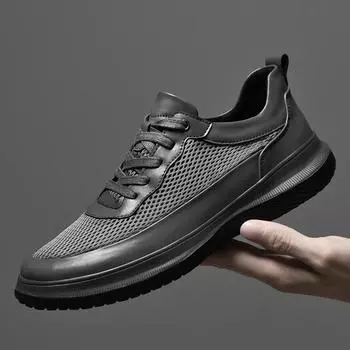 All-match Male Lace-Up Casual Shoes 2024 Lightweight Mens Sneakers Men Genuine Leather Fashion Walking Shoes New Skate Shoes Men 38