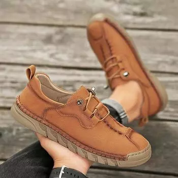 All-match Mens Slip on Walking Shoes Brand Business Walking Flats Classic Men Shoes for Wedding Leather Men Fashion Casual Shoes 38 чёрный