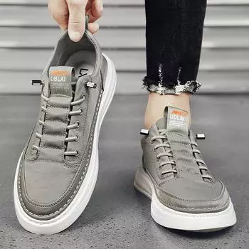 All-match Non-Slip Men s Vulcanize Shoes Lace-Up Leather Fashion Men Driving Shoes 2024 New Arrival Breathable Mens Sneakers 39 чёрный