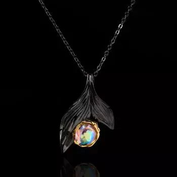 All-match Turquoise Multi layer Necklace Feather Double layer Collar Clavicle Chain