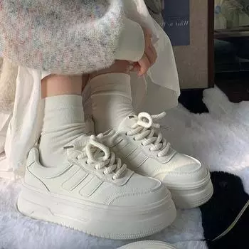 Универсальные белые туфли для студентов, весенние новые красивые кроссовки для увеличения роста для занятий спортом на доске 35