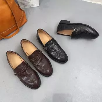 All real leather women s shoes, flat casual loafers, leather shoes, cowhide uppers, inner sheepskin, high-quality 35