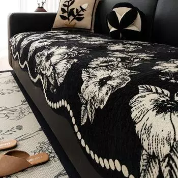 All-season Chenille Sofa Cover Non-Slip Couch Slipcover Protector Universal Irregularity Sofa Cushion European Style Retro 90x90