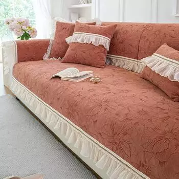 All-Season Flowers Camping Picnic Sofa Cover Funda Sofa Living Room Lace Patchwork Sofa Throw 70X70